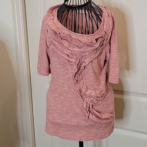 Anthropologie Headwaters Ruffled Top in Pink Size Medium